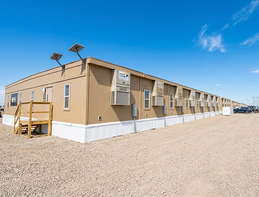 Mobile Modular office buildings supporting construction of the Applied Digital AI data center campus in Harwood, North Dakota